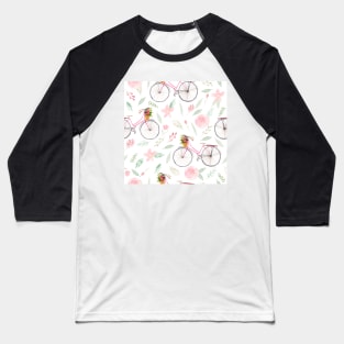 Whimiscal Bicycles | Watercolor | Rose pink Baseball T-Shirt